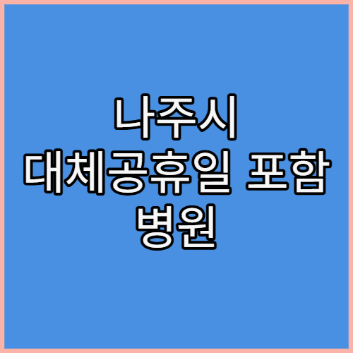 나주시 대체공휴일 포함 병원 운영 정보 연휴 진료 가능 여부 확인